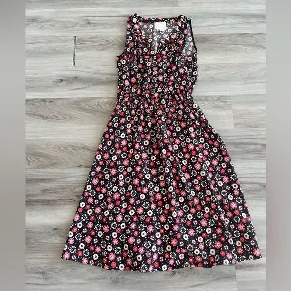 Kate Spade S Black Floral Sleeveless Studded Dress - Picture 2 of 8
